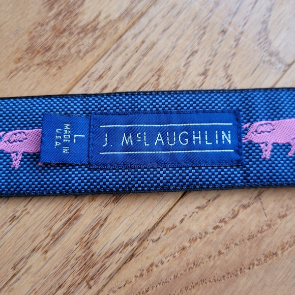 J. McLaughlin Belt D-Ring Embroidered Blue Pink Pig Women's Large 1.5" - Picture 5 of 7